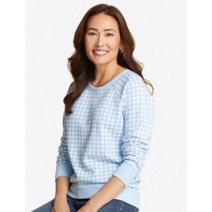 Draper James Natalie Sweatshirt in Light Blue Gingham